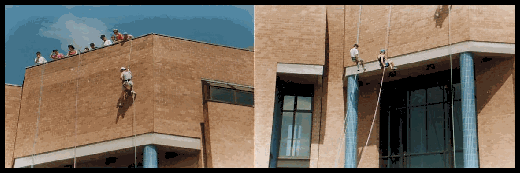 Descente en rappel de la mairie de Limay juin 94